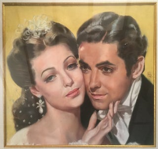 Item #03402 Pastel drawing of Tyrone Power and Loretta Young in the film "Suez" Ron Blumberg