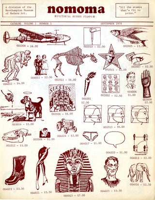 Item #08701 Nomoma: pictorial rubber stamps; catalog, volume 1 number 1, September 1978. Steven...