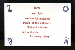 Item #100670 1985 handstamped greeting card. George and Gaylyn Herms