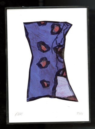 Item #110005 Untitled abstract drawing on irregular fragment of color-printed paper, 2021....