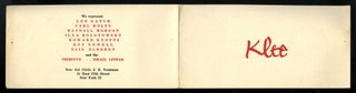 Item #17521 Paul Klee: exhibition, Easter to end of May. Paul. Selz Klee, J. B., Peter. Novalis....