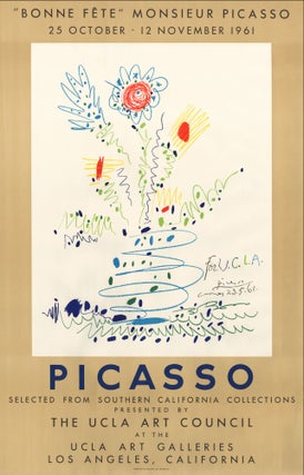 Item #26336 Bonne fête, Monsieur Picasso. Poster (original lithograph, Mourlot 351). Also called...