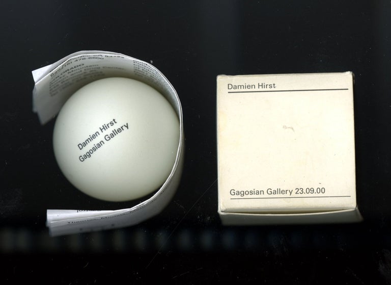 Item #43306 [Ping pong ball invitation] Theories, Models, Methods, Approaches, Assumptions, Results and Findings. Damien Hirst.