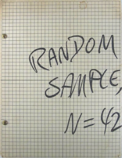 Item #54641 Random sample, N=42. Arnold Rockman, ed.