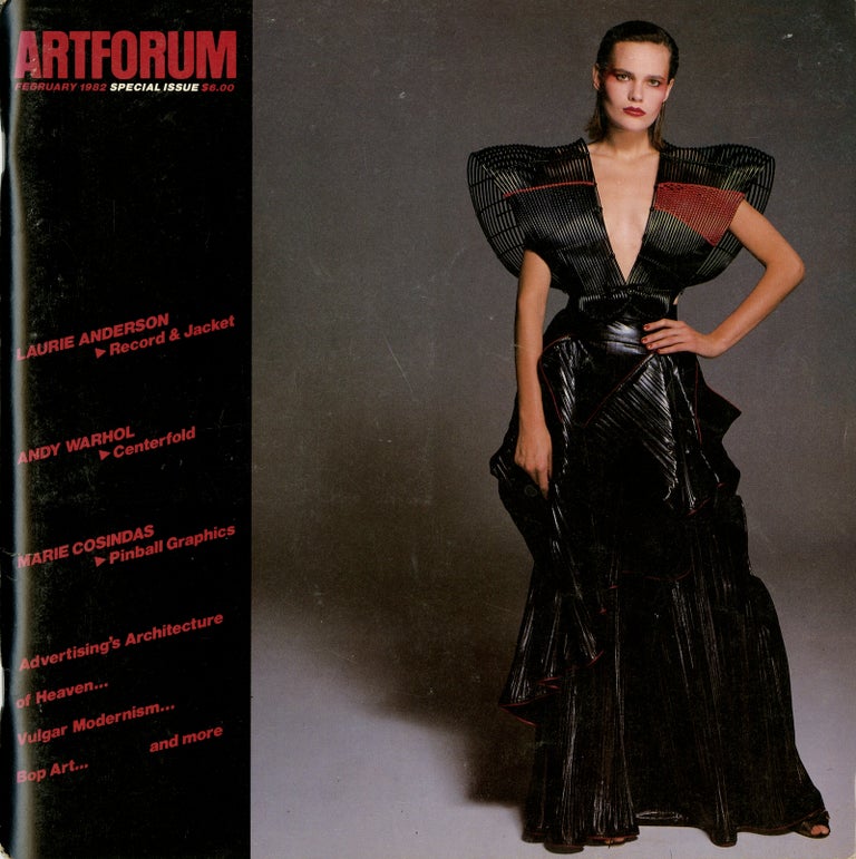 Item #69081.1 Artforum. Volume XX (20), number 6, February 1982. Special issue with record by Laurie Anderson. Ingrid. Anderson Sischy, Issy, Miyake, Andy, Laurie. Warhol.