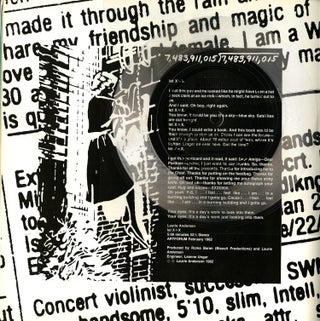 Artforum. Volume XX (20), number 6, February 1982. Special issue with record by Laurie Anderson