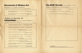 Item #76701 Pax Number 13: Documents of Modern Art; Archives of American Art: Censored; The new...