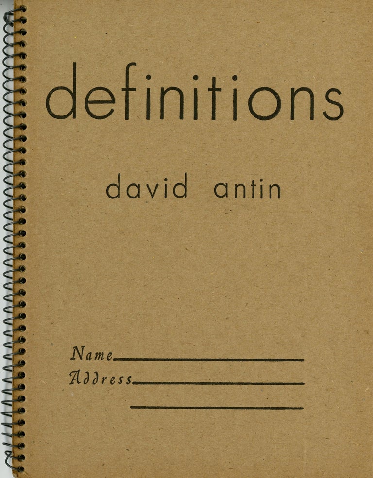 Item #80251 Definitions. David Antin.
