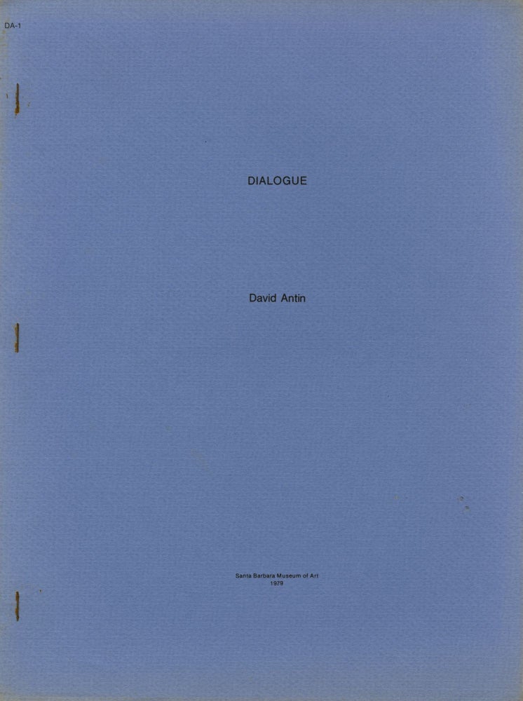 Item #80256 Dialogue [cover title]. David Antin.