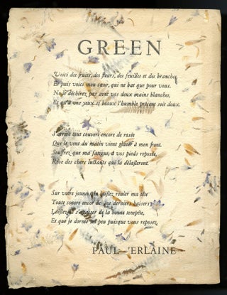 Item #96551 Green (broadside). Paul Verlaine